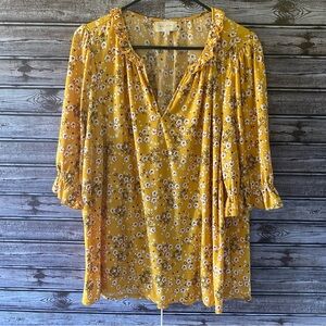 Melloday‎ Women's V-Neck Floral Print Top Size 1X